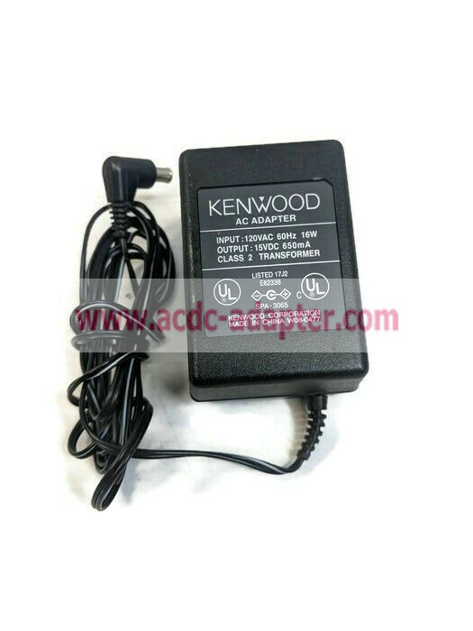 New KENWOOD W08-0477/05 15V 650mA AC ADAPTER CLASS 2 TRANSFORMER POWER SUPPLY - Click Image to Close